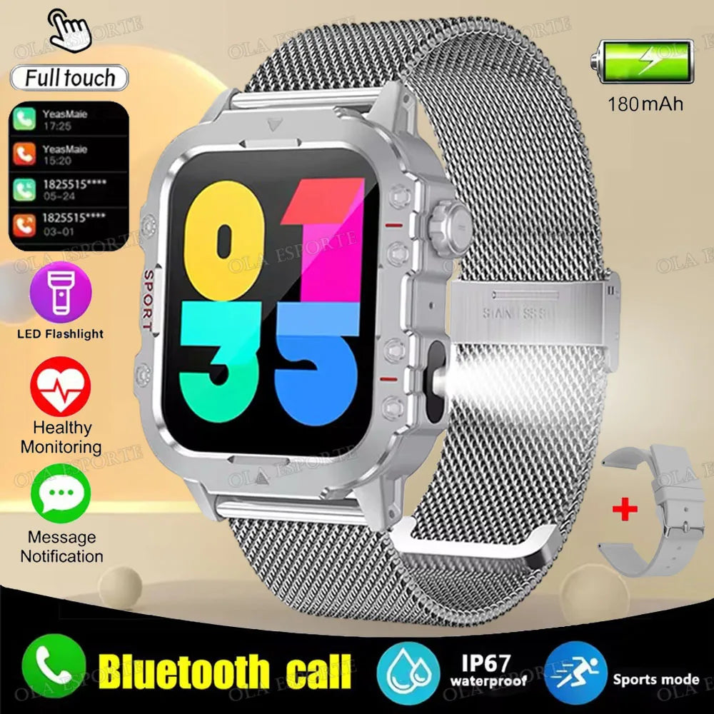 Silver22Milan Color Military Smart Watch for Men IP67 Waterproof