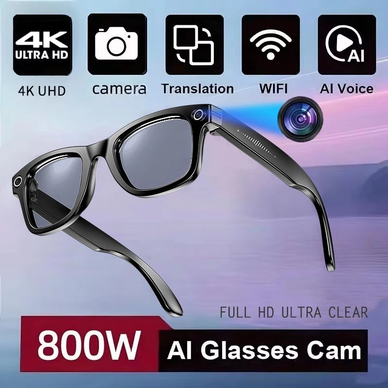 Change color Color AI Camera Smart Glasses With 4K Dual Lens & Translation