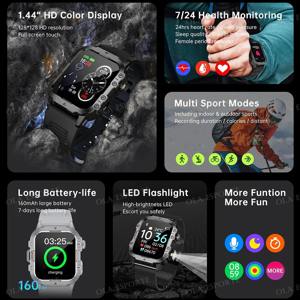 Military Smart Watch for Men IP67 Waterproof
