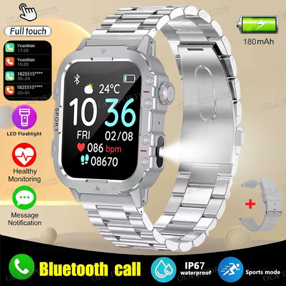 Silver22Szstrap Color Military Smart Watch for Men IP67 Waterproof