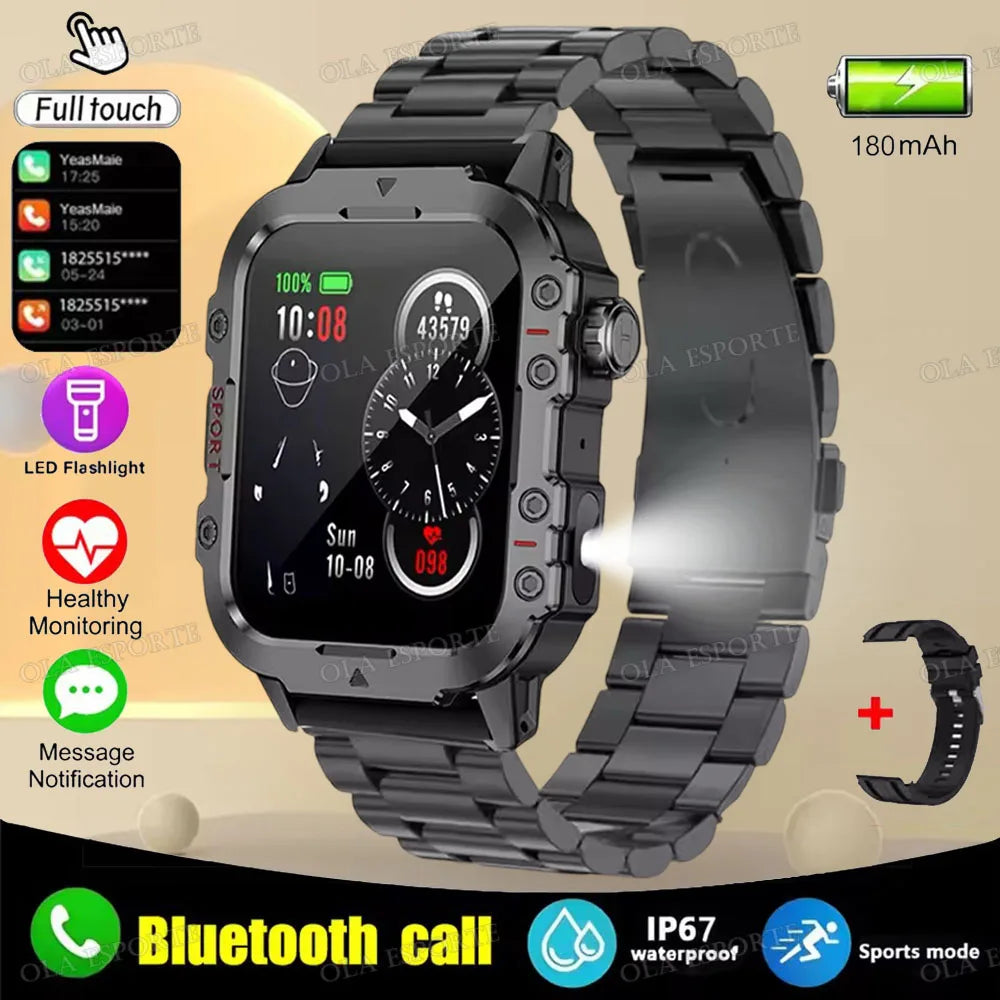 Black22Szstrap Color Military Smart Watch for Men IP67 Waterproof