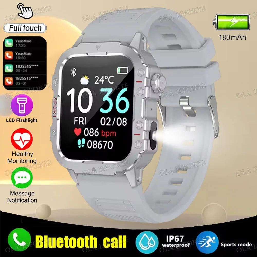 Silver Color Military Smart Watch for Men IP67 Waterproof