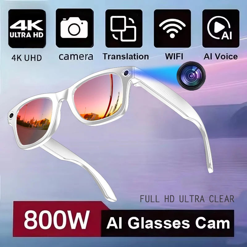 Red coating Color AI Camera Smart Glasses With 4K Dual Lens & Translation