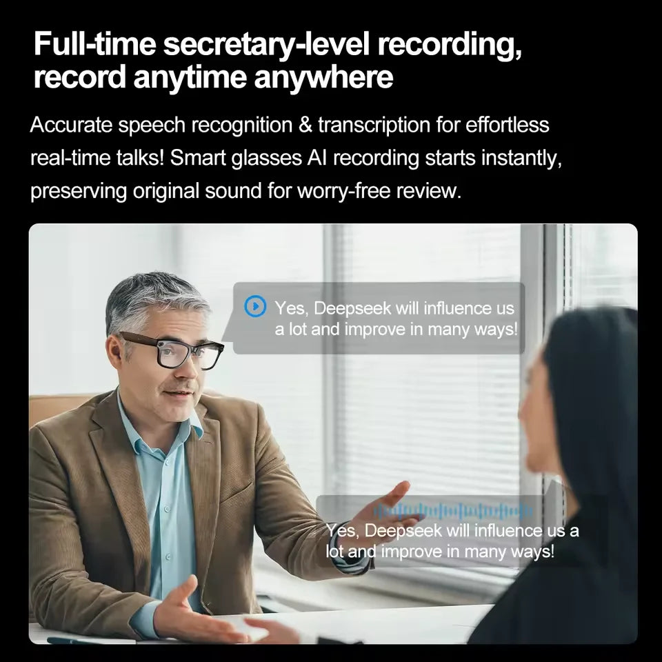 AI Camera Smart Glasses With 4K Dual Lens & Translation